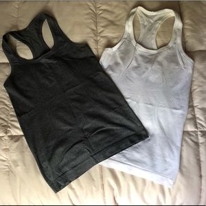 Set of lululemon xs tank tops, white and grey